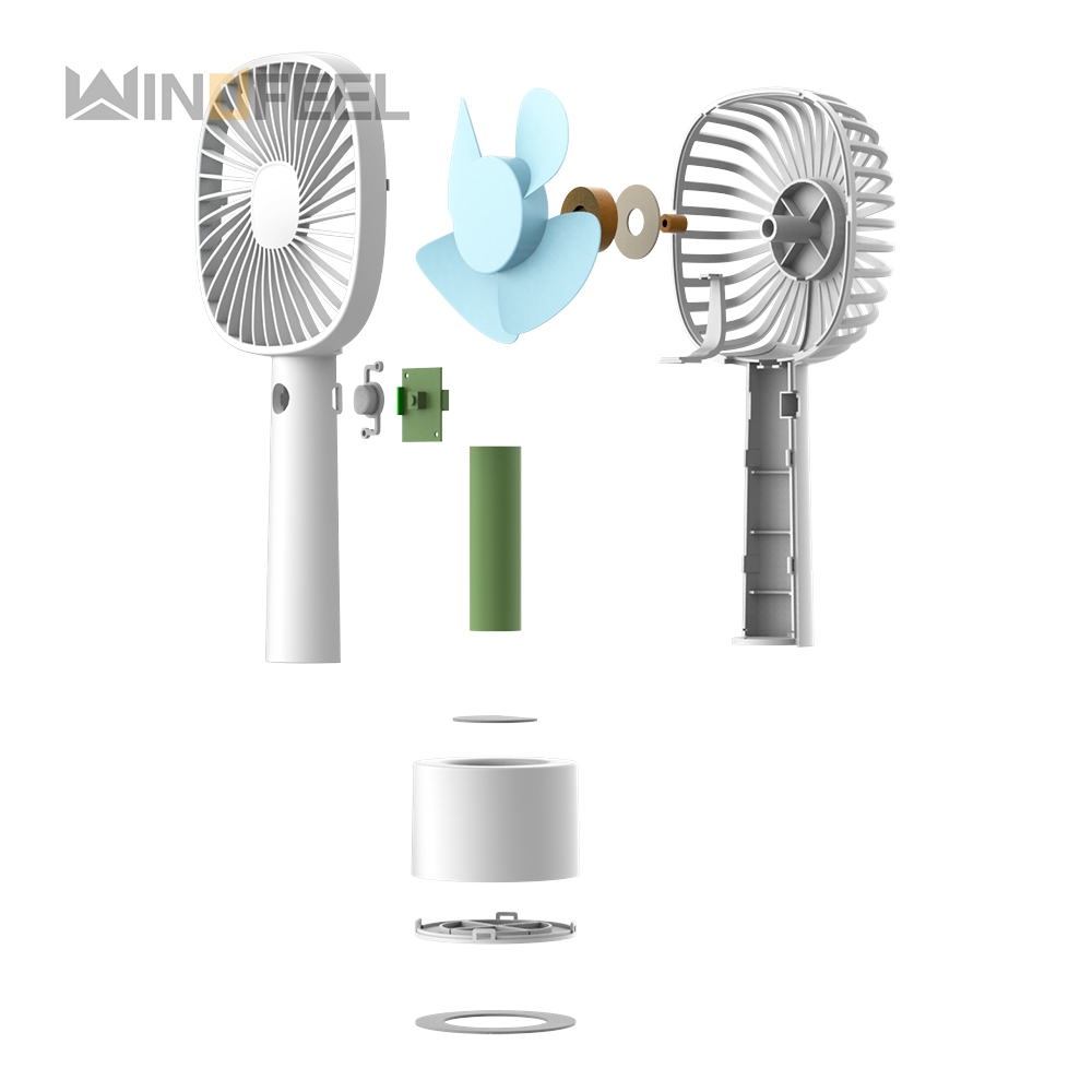 Exploded view of white usb fan