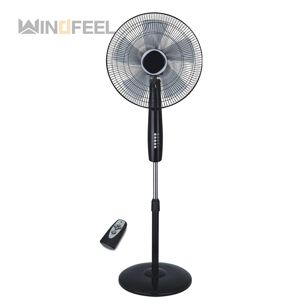 Home use remote control stand floor fan with 5 plastic blade